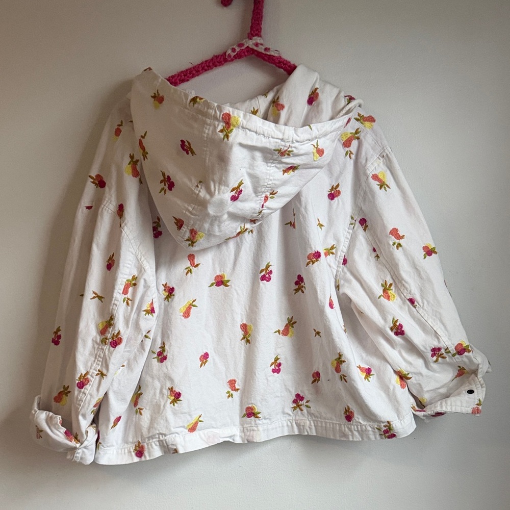 Lou & Grey Embroidered Floral Pullover Anorak Hoodie – White – Size L - Picture 3 of 4